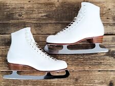 Vintage Riedell White Ice Skates Women's 9.5 Sheffield England Blades Red Wing for sale  Shipping to South Africa