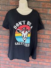 Black T-Shirt 2XL Short Sleeve Don't Be A Salty Heifer Cow Top 100% Cotton for sale  Shipping to South Africa