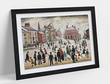 LS LOWRY, PEOPLE STANDING ABOUT -FRAMED POSTER WALL ART PRINT ARTWORK- BEIGE for sale  LONDONDERRY