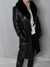Womens Leather Coat Black Fur S-M SOFT Lambskin Andrew Marc Vintage 90s Rare, used for sale  Shipping to South Africa