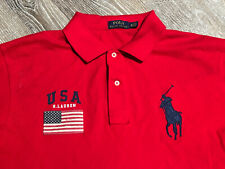 Polo Ralph Lauren Rugby Shirt Sleeve Shirt Big Pony Logo USA Flag Distressed XLT for sale  Shipping to South Africa