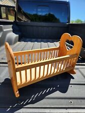Used, Handcrafted Solid Oak Wood Doll Vintage Bed Rocker Baby Bed Crib Cradle 18.5"  for sale  Shipping to South Africa