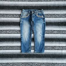 Usado, Jeans jeans Miss Me 25 cintura baixa slim perna reta capri stretch lavagem leve desbotada comprar usado  Enviando para Brazil