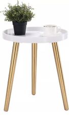 Mesa lateral redonda ouro branco bandeja mesa de cabeceira sofá mesa de centro pernas douradas comprar usado  Enviando para Brazil