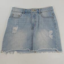 Mini-saia jeans feminina Forever 21 pequena azul jeans desgastada lavagem leve comprar usado  Enviando para Brazil