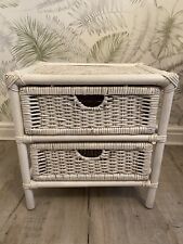 Rustic Bamboo/Wicker Two Drawer Chest of Drawers Nightstand Bedside Table White, used for sale  Shipping to South Africa