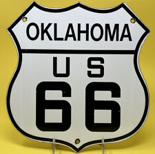 VINTAGE OKLAHOMA OK US ROUTE 66 PORCELAIN METAL HIGHWAY SIGN GAS OIL ROAD SHIELD for sale  Shipping to Canada