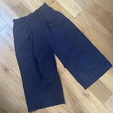 Used, Zara Navy Blue Wide Leg Palazzo Pants Crop Trousers Large Approx 12 for sale  BROMLEY
