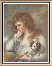 Usado, Gravador musical antigo original Russell arte impressão retrato menina MARIA cachorro comprar usado  Enviando para Brazil
