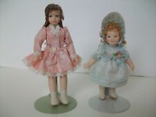 Conjunto de bonecas miniatura Artist Lynne marrom porcelana casa de bonecas 4" e 3,5" comprar usado  Enviando para Brazil