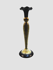 Unique Vintage Brass/Enamel Detailed Tapered Candlestick Holder  10.5" Tall for sale  Shipping to South Africa