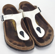 Sandálias tanga Birkenstock Gizeh Birko-Flor branca feminina tamanho 39 EUA 8 regular comprar usado  Enviando para Brazil