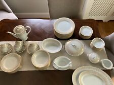 Used, Noritake dinner set for 8 + place settings - Raphael - white/gold for sale  Shipping to South Africa