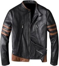 Jaqueta de couro sintético masculina Hugh Logan Moto Wolverine Jackman listras marrons mangas comprar usado  Enviando para Brazil