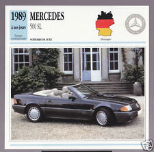 1989 1990 1991 Mercedes 500 SL Cabriolet (Benz) Car Photo Spec Sheet French Card d'occasion  Expédié en Belgium