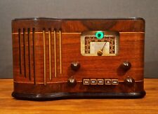 Radio de tubo antigua de madera plateada vintage - ¡restaurada y funcionando con ojo mágico! segunda mano  Embacar hacia Argentina