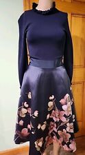 Ted Baker Seema Floral Print Navy Dress Long Sleeve Knee Length Size TB 0 US 2 for sale  Shipping to South Africa