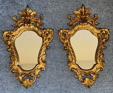 2 Vintage Ornate Gold Gilded Florentine Wall Mirror Italy Hollywood Regency for sale  Shipping to South Africa