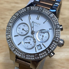 Relógio de quartzo DKNY NY-8512 unissex 50m cronógrafo de aço tom duplo ~ trabalho parcial comprar usado  Enviando para Brazil