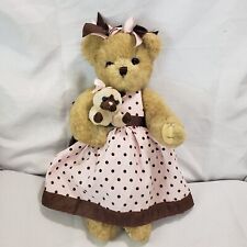 Used, The Bearington Collection Teddy Bear Pink Brown Polka Dot Dress With Siamese Cat for sale  Shipping to South Africa