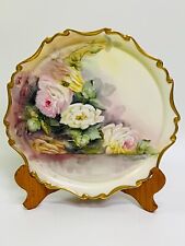 LIMOGES T&V FRANCE HAND PAINTED ROSES FLOWERS 11" OR 28CM PLATTER, TRAY, CHARGER, used for sale  Shipping to South Africa