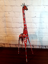 Safari de escultura de arte africano lata de aluminio jirafa segunda mano  Embacar hacia Argentina