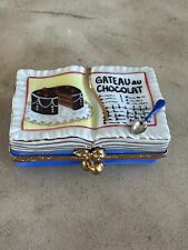 Receta de pastel de chocolate Limoges Gateau au Chocolat caja de baratija peint principal firmada segunda mano  Embacar hacia Argentina