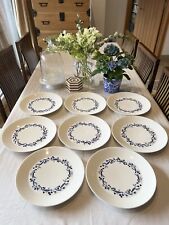 8 ROYAL DOULTON Fable Decorated Blue White Dinner Plates England for sale  Shipping to South Africa