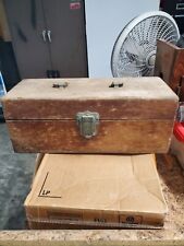 Used, Vintage wooden fishing tackle box with fishing gear  for sale  Lake Butler