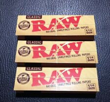 3 Packs Raw Classic 1 1/4 Rolling Papers 50 Lvs USA  FREE SHIPPING! Natural! for sale  Spring