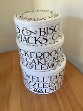 EMMA BRIDGEWATER set of 3 round Cake Tins Black Toast and Marmalade Design  for sale  SUTTON COLDFIELD