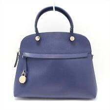 Auth FURLA Piper - Dark Navy Leather Handbag, used for sale  Shipping to South Africa
