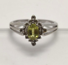 9ct Gold Ring with a Green Peridot and Surrounded by Quartz Stones UK Ring Size for sale  Shipping to South Africa