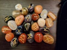 Mixed Gemstone Hand Carved Rune Set for sale  Shipping to South Africa