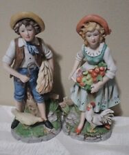 Homco Figurines Girl & Boy Farmers #8881 1970s EUC , used for sale  Shipping to South Africa