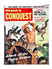 Revista de pulpa para hombre Man's Conquest marzo 1957 cubierta de serpientes voladoras segunda mano  Embacar hacia Argentina