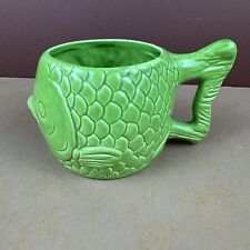 Caneca de peixe verde 3D vintage FWC cerâmica Taiwan "The Cook's Bazaar" plantador comprar usado  Enviando para Brazil