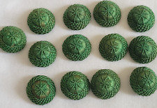 Usado, 13 botões decorativos vintage de tecido verde cúpula Passementerie 5/8" comprar usado  Enviando para Brazil