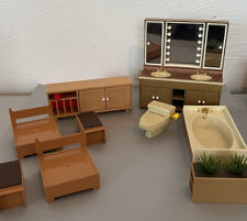 Vintage Tomy Dollhouse Miniatures Furniture MCM Vanity, Tub, Stereo Cabinet, etc, used for sale  Shipping to South Africa