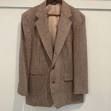 Old School Bespoke Sport Coat Mens 42L Long Tan Glen Plaid Blazer Jacket, used for sale  Shipping to South Africa