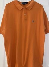 Polo by Ralph Lauren Men's Orange Terry Cloth Texture Polo Shirt XL A57 for sale  Shipping to South Africa