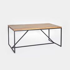 Industrial Look Acacia Dining Table Black Metal Frame Indoor Outdoor Patio for sale  Shipping to South Africa