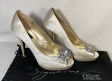 cream satin wedding shoes for sale  KEIGHLEY