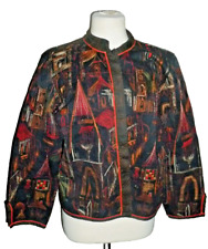 Jaqueta quimono dramática bordada Chico's City Town blazer topper algodão tamanho 1 M, usado comprar usado  Enviando para Brazil