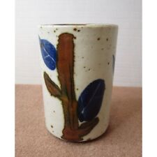 Usado, Vaso pequeno de cerâmica grés pintado à mão decoração de banheiro folhas natureza comprar usado  Enviando para Brazil