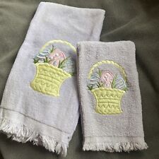 Used, Vintage Easter Bathroom Towels Set of 2 Hand & Guest Satin Eggs In Basket NWOT! for sale  Shipping to South Africa