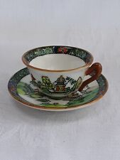 Used, Staffordshire Crown Miniature Bone China Tea Cup & Saucer Ye Old Willow Oriental for sale  BOURNEMOUTH