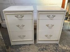 Vintage French Style White Painted Bedside Cabinet Chest 3 Drawers x 2 for sale  Shipping to South Africa