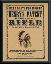 Anuncio de rifle repetido de Henry de la década de 1870 reimpreso en papel de 100 años 116 segunda mano  Embacar hacia Mexico