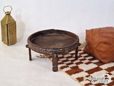 ROUND MOROCCAN TABLE - Vintage Wooden Coffee Table, Handcrafted Brown Side Table, used for sale  Shipping to South Africa